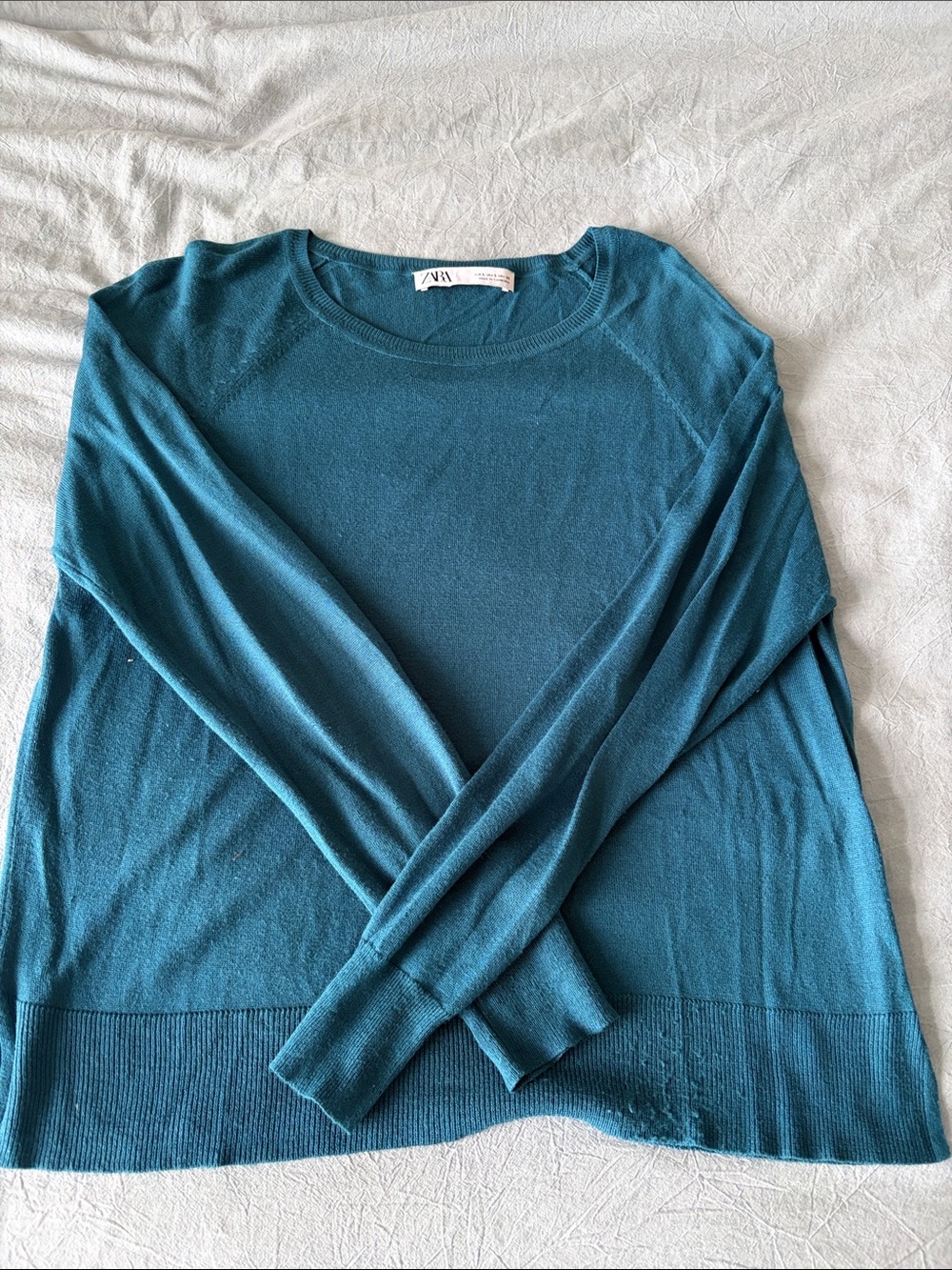 ZARA Teal Scoop Neck Sweater
